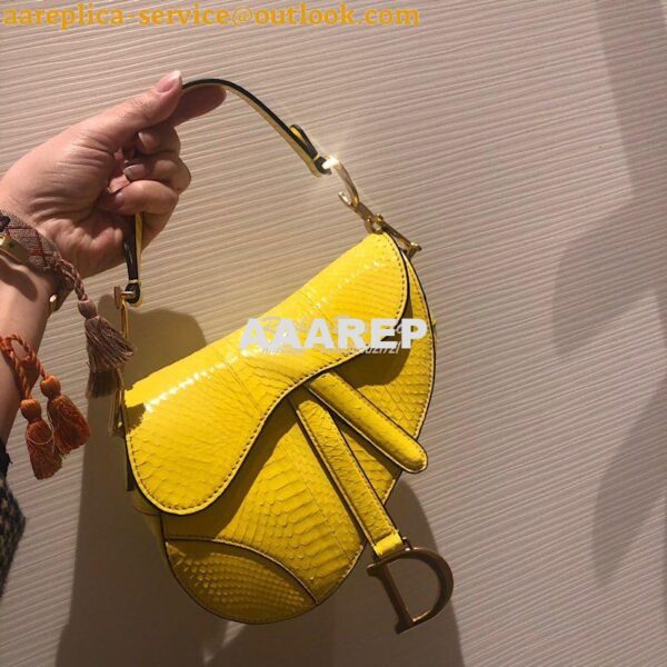 Replica Dior Saddle Bag in Python Leather Yellow 15