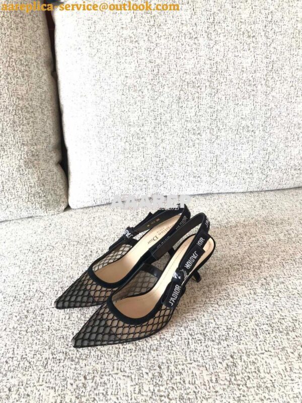 Replica Dior J'adior Ballerina Flat & Slingback Pumps Black Mesh 6