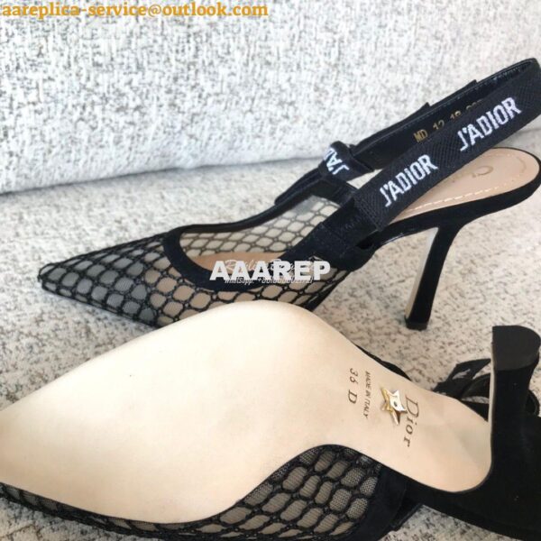 Replica Dior J'adior Ballerina Flat & Slingback Pumps Black Mesh 11