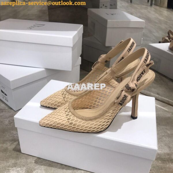 Replica Dior J'adior Ballerina Flat & Slingback Pumps Nude Mesh 13