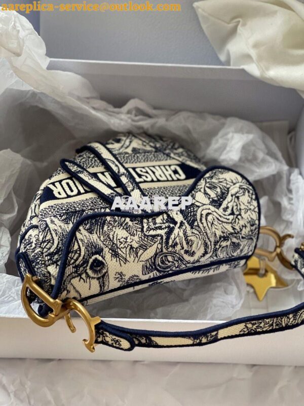 Replica Dior Saddle Bag M0446 Blue Toile de Jouy Embroidery 6