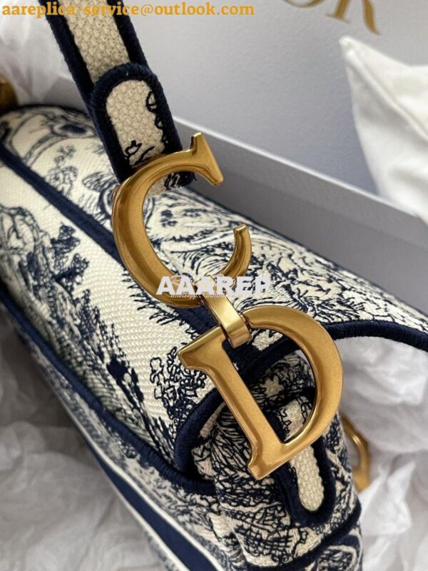 Replica Dior Saddle Bag M0446 Blue Toile de Jouy Embroidery 11