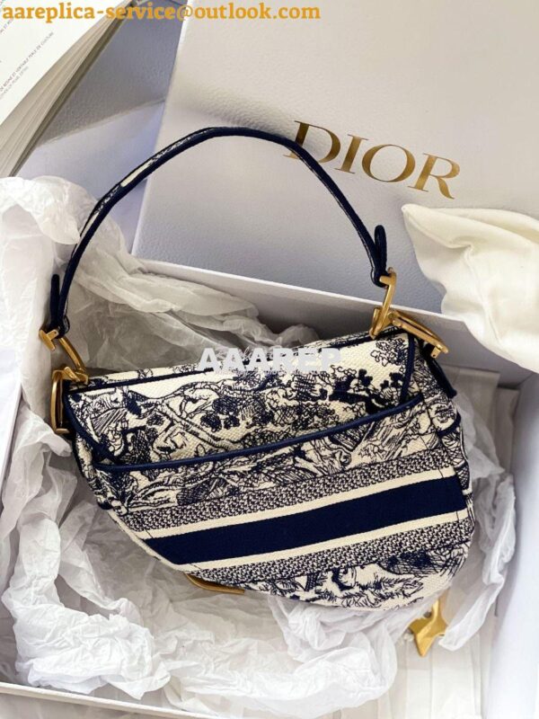 Replica Dior Saddle Bag M0446 Blue Toile de Jouy Embroidery 13