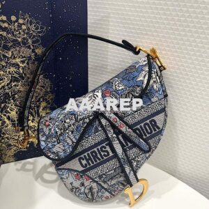 Replica Dior Saddle Bag M0446 Denim Multicolor Dior Jardin Magique Emb