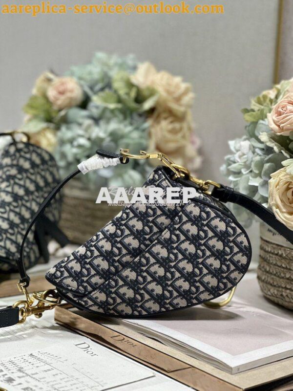 Replica Dior Saddle Bag With Strap Blue Oblique Jacquard M0455 12