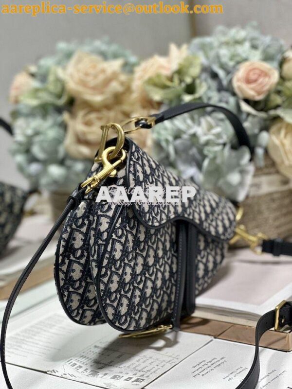 Replica Dior Saddle Bag With Strap Blue Oblique Jacquard M0455 16