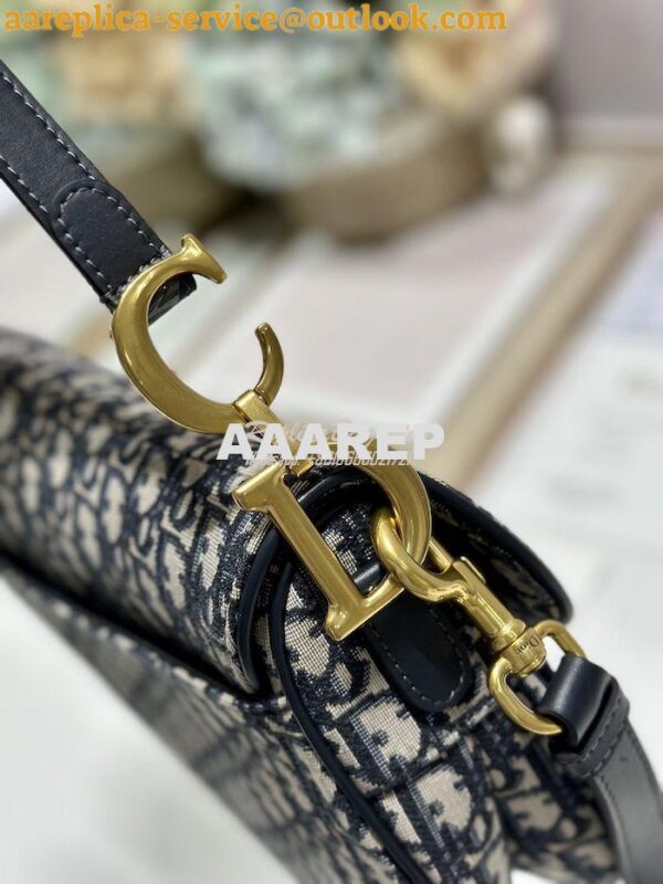 Replica Dior Saddle Bag With Strap Blue Oblique Jacquard M0455 17