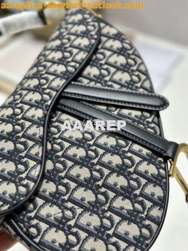 Replica Dior Saddle Bag With Strap Blue Oblique Jacquard M0455 18