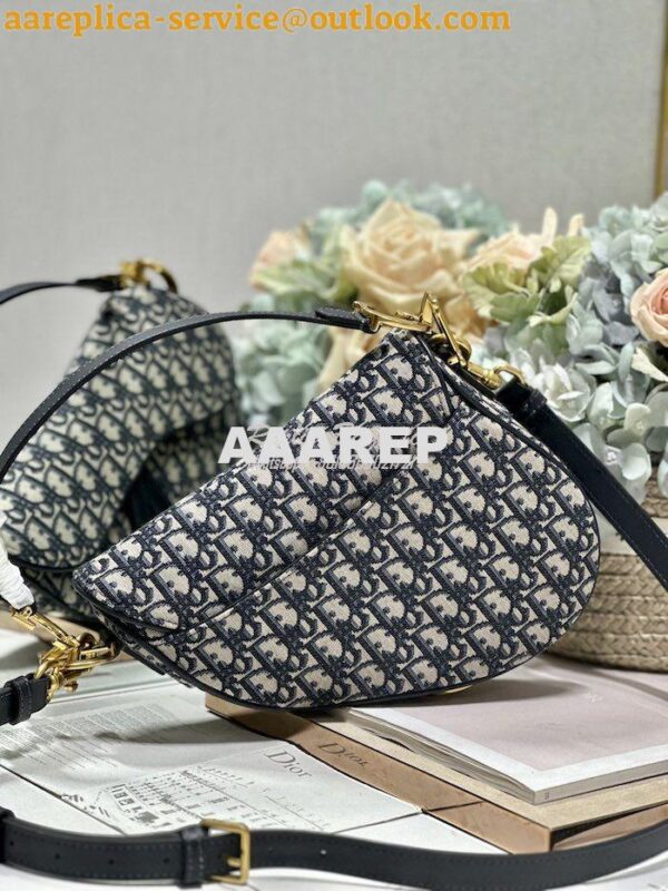 Replica Dior Saddle Bag With Strap Blue Oblique Jacquard M0455 21