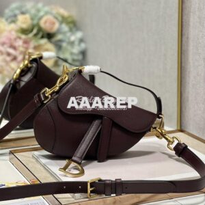 Replica Dior Saddle Bag With Strap Grained Calfskin M0455 Amaranth 2