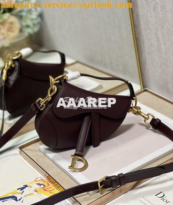 Replica Dior Saddle Bag With Strap Grained Calfskin M0455 Amaranth 5