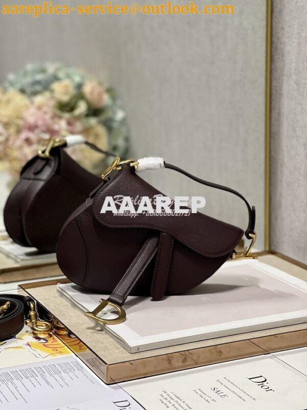 Replica Dior Saddle Bag With Strap Grained Calfskin M0455 Amaranth 6