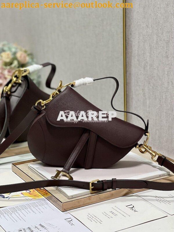 Replica Dior Saddle Bag With Strap Grained Calfskin M0455 Amaranth 13