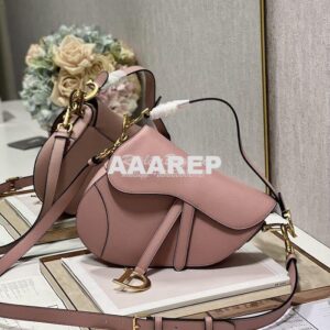 Replica Dior Saddle Bag With Strap Grained Calfskin M0455 Antique Pink