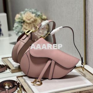 Replica Dior Saddle Bag With Strap Grained Calfskin M0455 Antique Pink 2