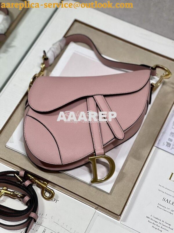 Replica Dior Saddle Bag With Strap Grained Calfskin M0455 Antique Pink 5