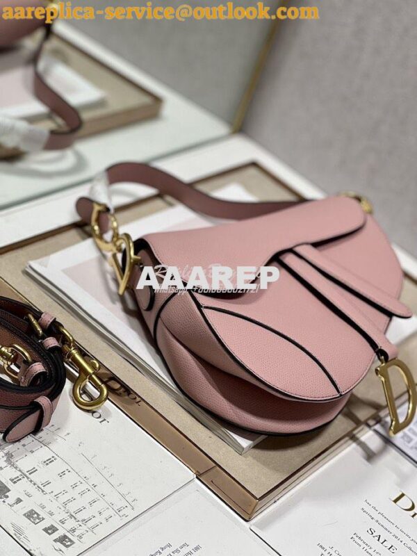 Replica Dior Saddle Bag With Strap Grained Calfskin M0455 Antique Pink 6