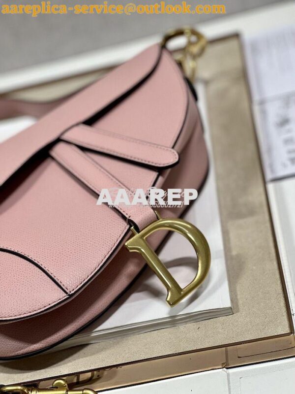 Replica Dior Saddle Bag With Strap Grained Calfskin M0455 Antique Pink 7