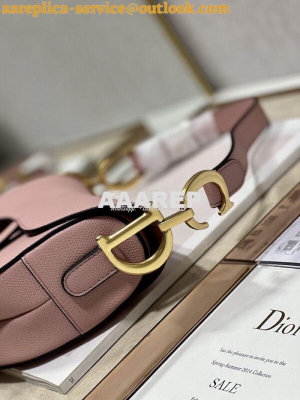 Replica Dior Saddle Bag With Strap Grained Calfskin M0455 Antique Pink 8