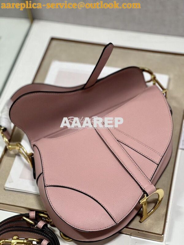 Replica Dior Saddle Bag With Strap Grained Calfskin M0455 Antique Pink 9