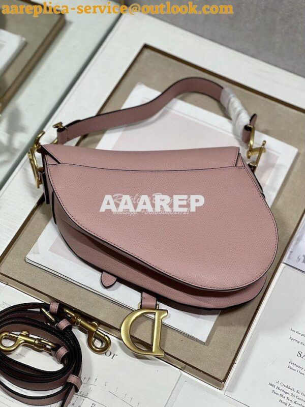 Replica Dior Saddle Bag With Strap Grained Calfskin M0455 Antique Pink 11