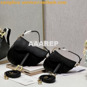 Replica Dior Saddle Bag With Strap Grained Calfskin M0455 Black