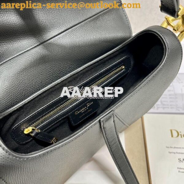 Replica Dior Saddle Bag With Strap Grained Calfskin M0455 Black 11