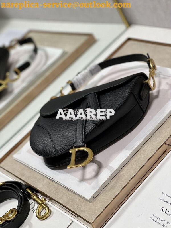 Replica Dior Saddle Bag With Strap Grained Calfskin M0455 Black 18