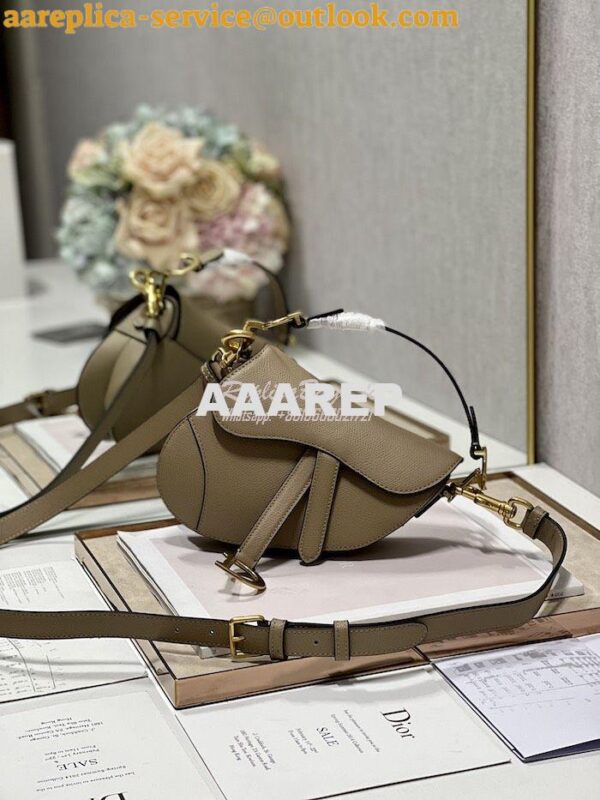 Replica Dior Saddle Bag With Strap Grained Calfskin M0455 Chestnut 4