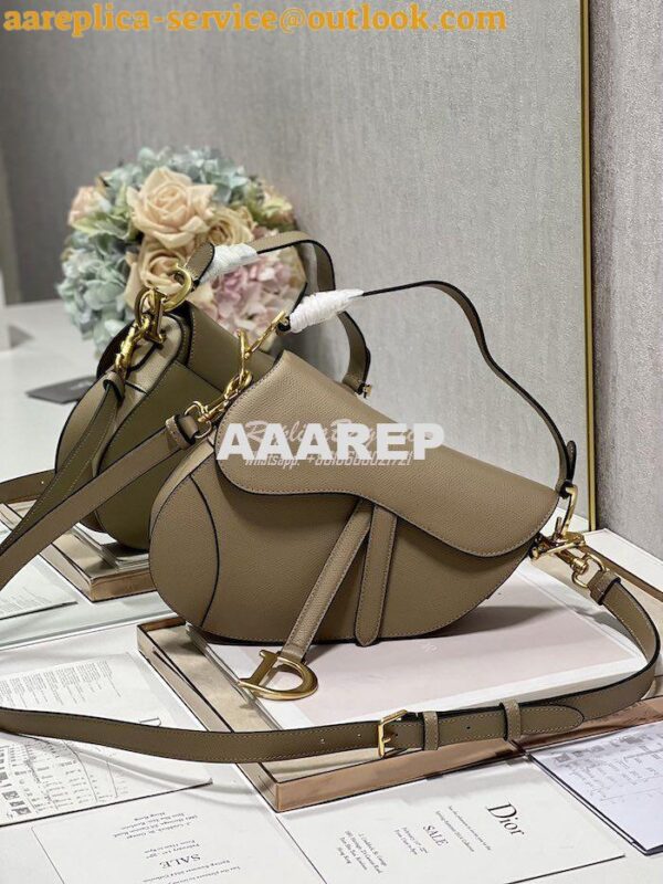 Replica Dior Saddle Bag With Strap Grained Calfskin M0455 Chestnut 13