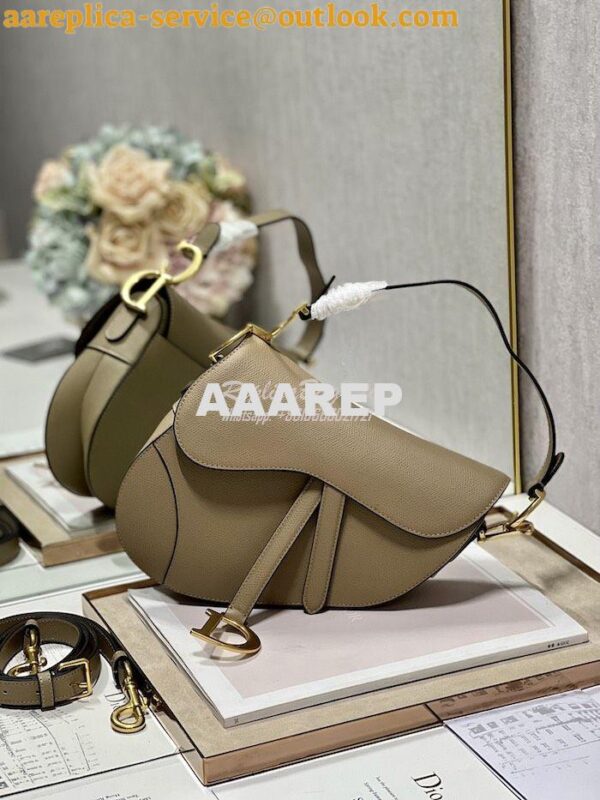 Replica Dior Saddle Bag With Strap Grained Calfskin M0455 Chestnut 14