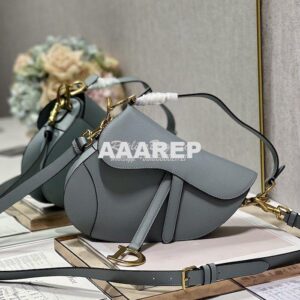 Replica Dior Saddle Bag With Strap Grained Calfskin M0455 Cloud Blue 2