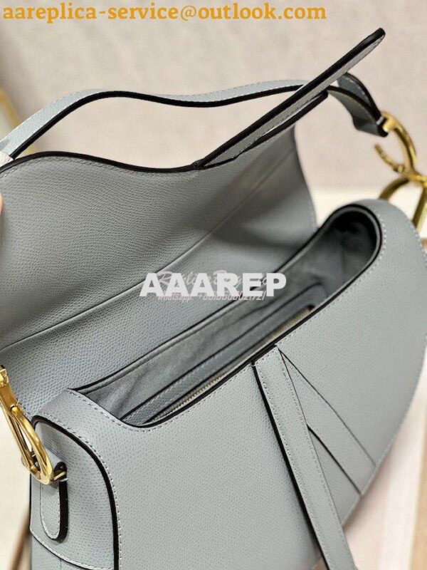 Replica Dior Saddle Bag With Strap Grained Calfskin M0455 Cloud Blue 11