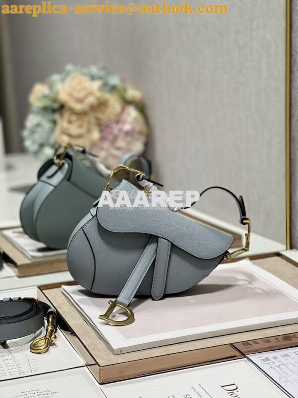 Replica Dior Saddle Bag With Strap Grained Calfskin M0455 Cloud Blue 13