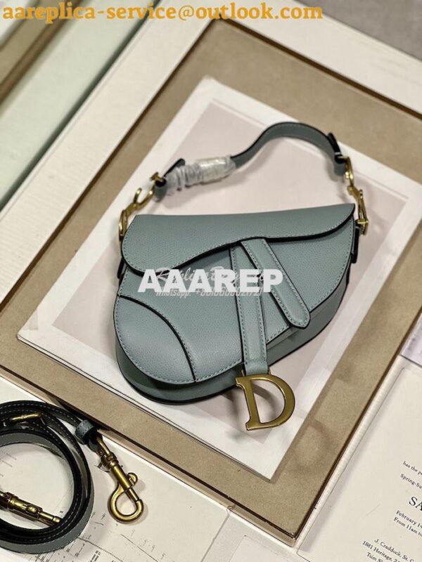 Replica Dior Saddle Bag With Strap Grained Calfskin M0455 Cloud Blue 14