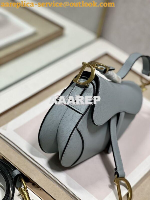 Replica Dior Saddle Bag With Strap Grained Calfskin M0455 Cloud Blue 15