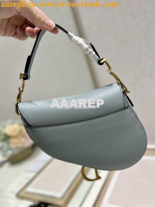 Replica Dior Saddle Bag With Strap Grained Calfskin M0455 Cloud Blue 16