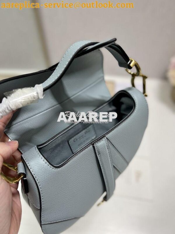 Replica Dior Saddle Bag With Strap Grained Calfskin M0455 Cloud Blue 18