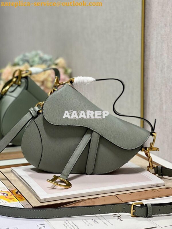 Replica Dior Saddle Bag With Strap Grained Calfskin M0455 Gray Stone 5