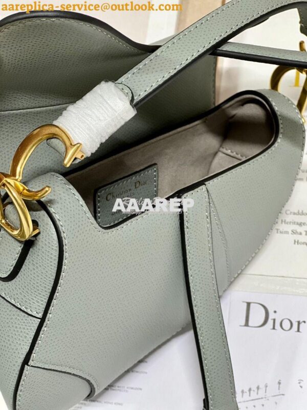 Replica Dior Saddle Bag With Strap Grained Calfskin M0455 Gray Stone 18