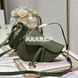 Replica Dior Saddle Bag With Strap Grained Calfskin M0455 Khaki 2