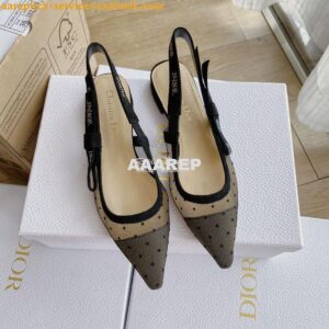 Replica Dior J'adior Slingback Black Plumetis Pump KCB567 2