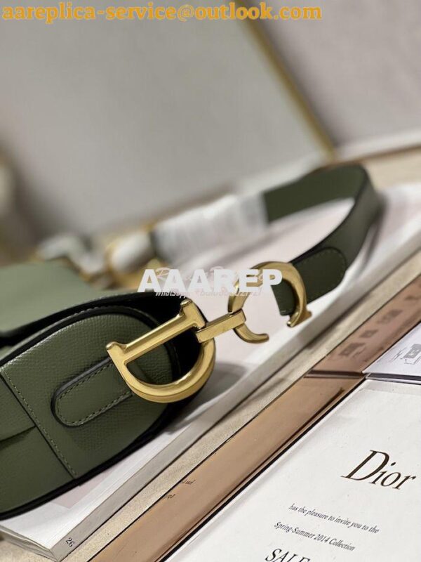 Replica Dior Saddle Bag With Strap Grained Calfskin M0455 Khaki 8