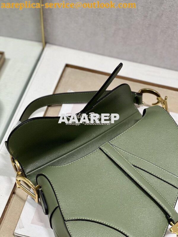 Replica Dior Saddle Bag With Strap Grained Calfskin M0455 Khaki 9