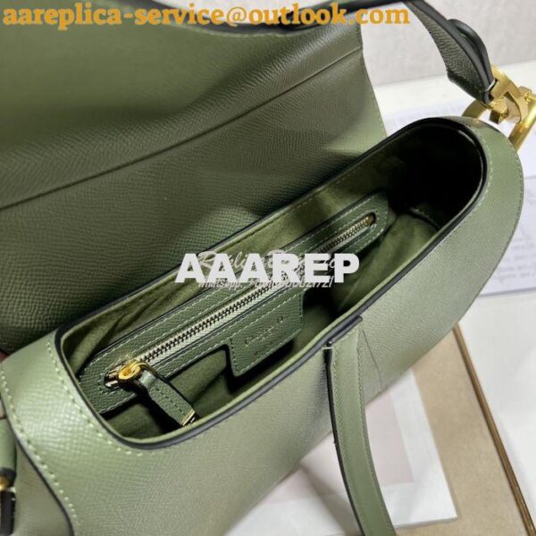 Replica Dior Saddle Bag With Strap Grained Calfskin M0455 Khaki 10