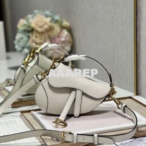 Replica Dior Saddle Bag With Strap Grained Calfskin M0455 Latte 2