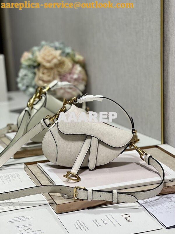 Replica Dior Saddle Bag With Strap Grained Calfskin M0455 Latte 4