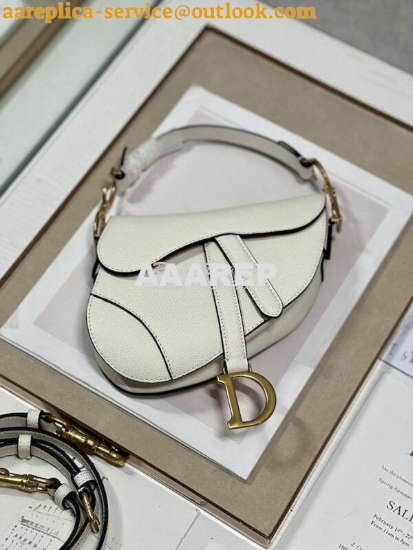 Replica Dior Saddle Bag With Strap Grained Calfskin M0455 Latte 5