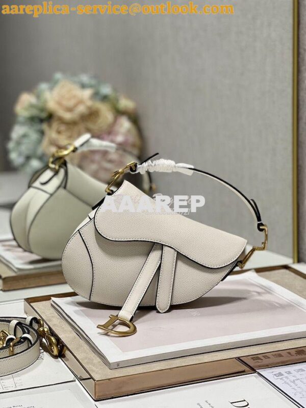 Replica Dior Saddle Bag With Strap Grained Calfskin M0455 Latte 6