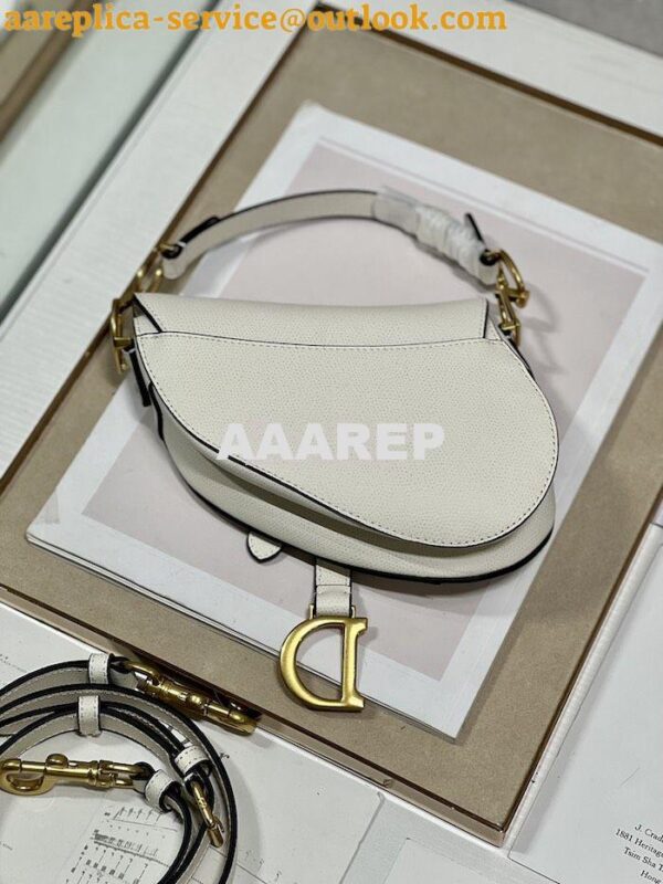 Replica Dior Saddle Bag With Strap Grained Calfskin M0455 Latte 10